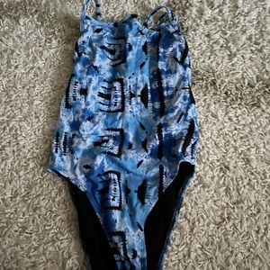 Jolyn Blue Patterned Tie-Back Onesie